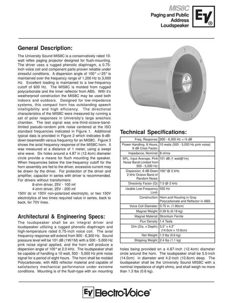 Electro-Voice MIS8C Technical specifications