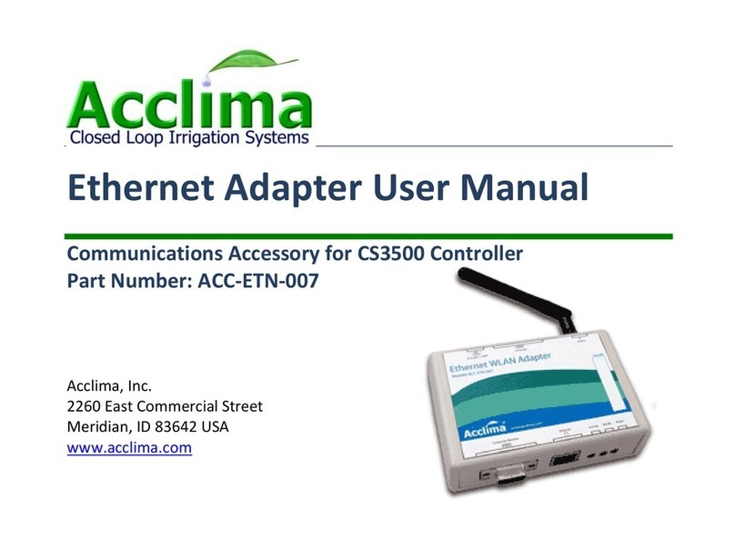 Acclima Ethernet Adapter user manual Acclima Ethernet Adapter user manual