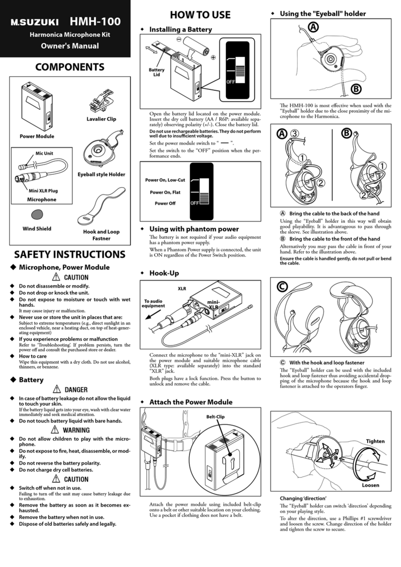 Suzuki Musical Instrument Corp. HMH-100 owner's manual Suzuki Musical Instrument Corp. HMH-100 owner's manual