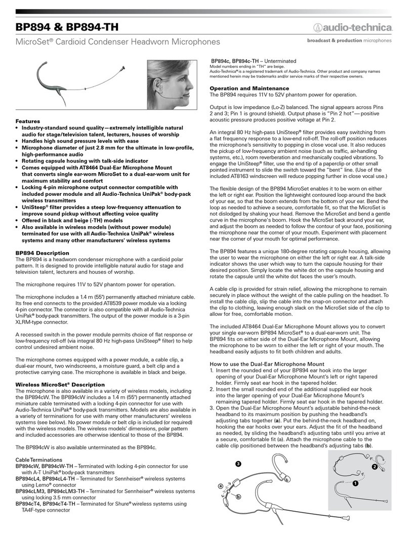 Audio Technica MicroSet BP894 Specifications