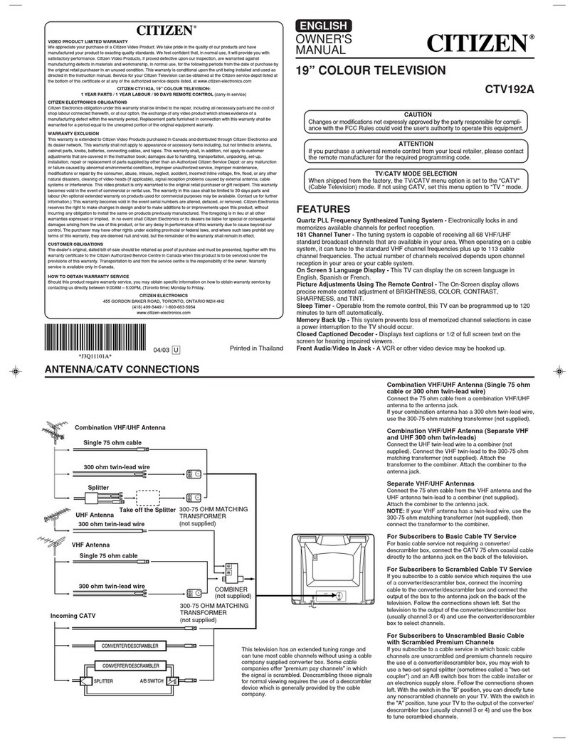 Citizen CTV192A User manual