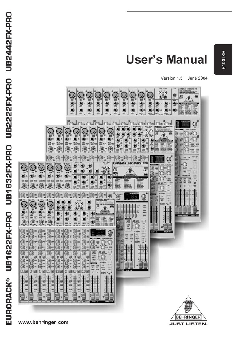Behringer EURORACK UB1622FX-PRO User manual