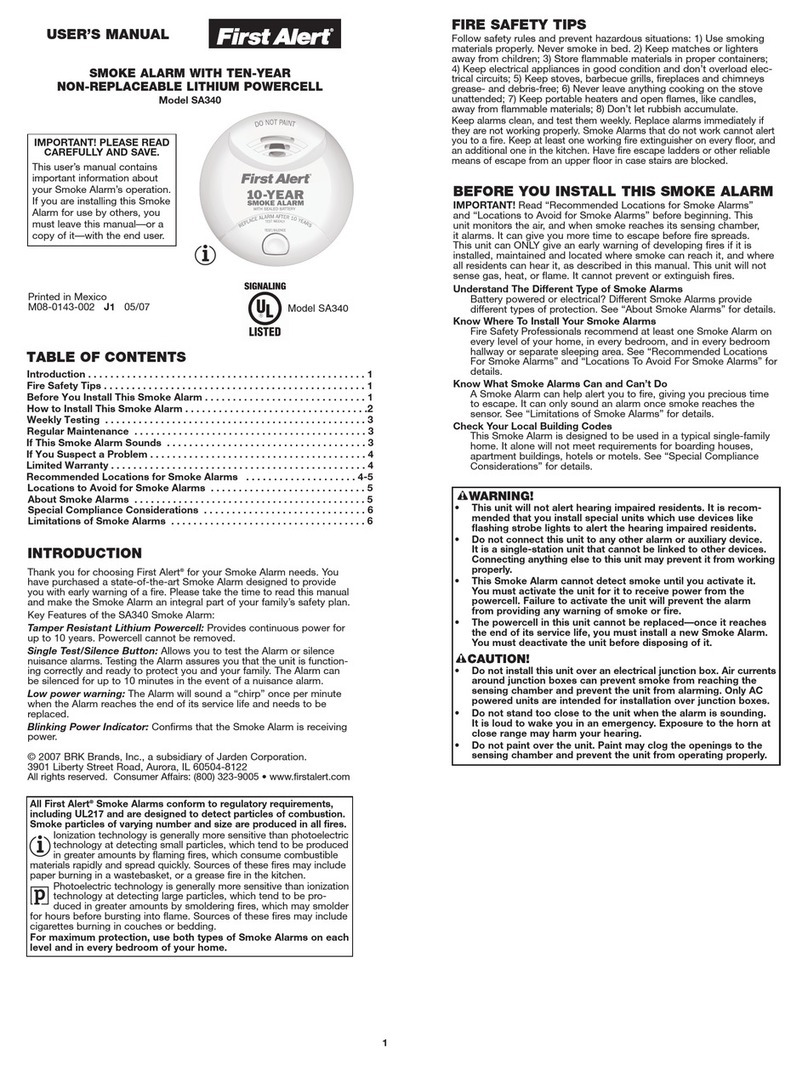 First Alert SA340 User manual