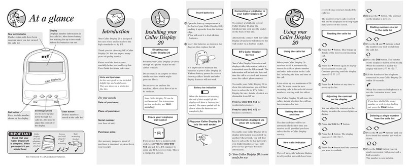 BT CALLER DISPLAY 20 User manual