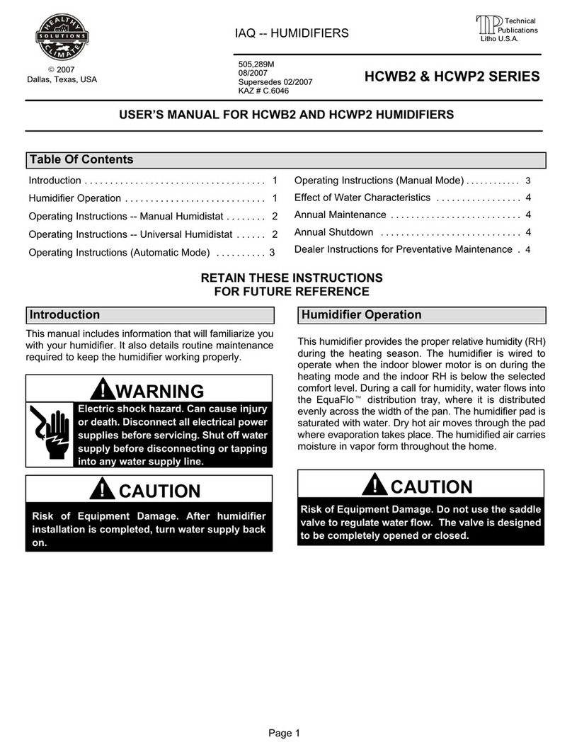 Healthy Climate Solutions HCWB2 Series user manual