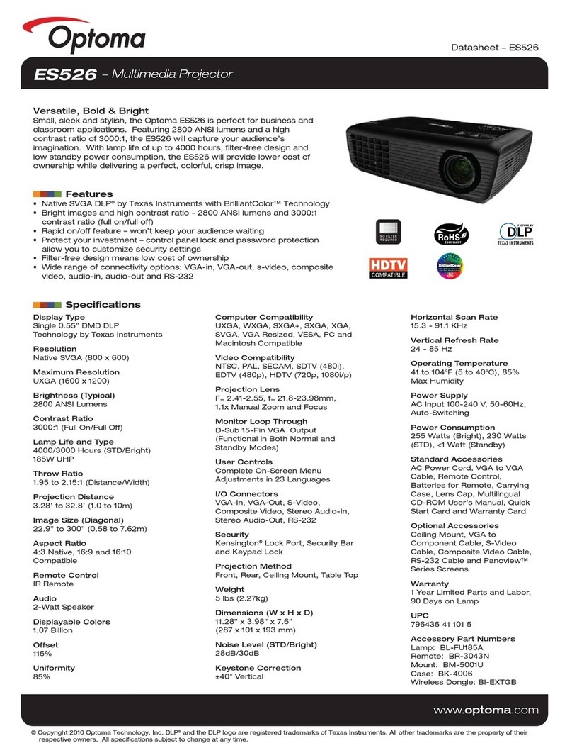 Optoma ES526 User manual