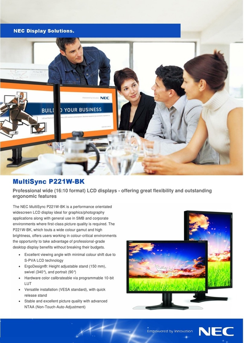 NEC P221W-BK - MultiSync - 22" LCD Monitor User manual