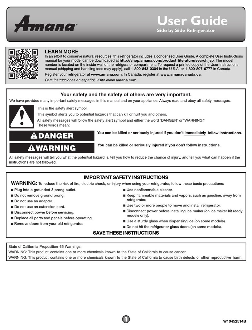Amana Side By Side Refrigerator User manual Amana Side By Side Refrigerator User manual