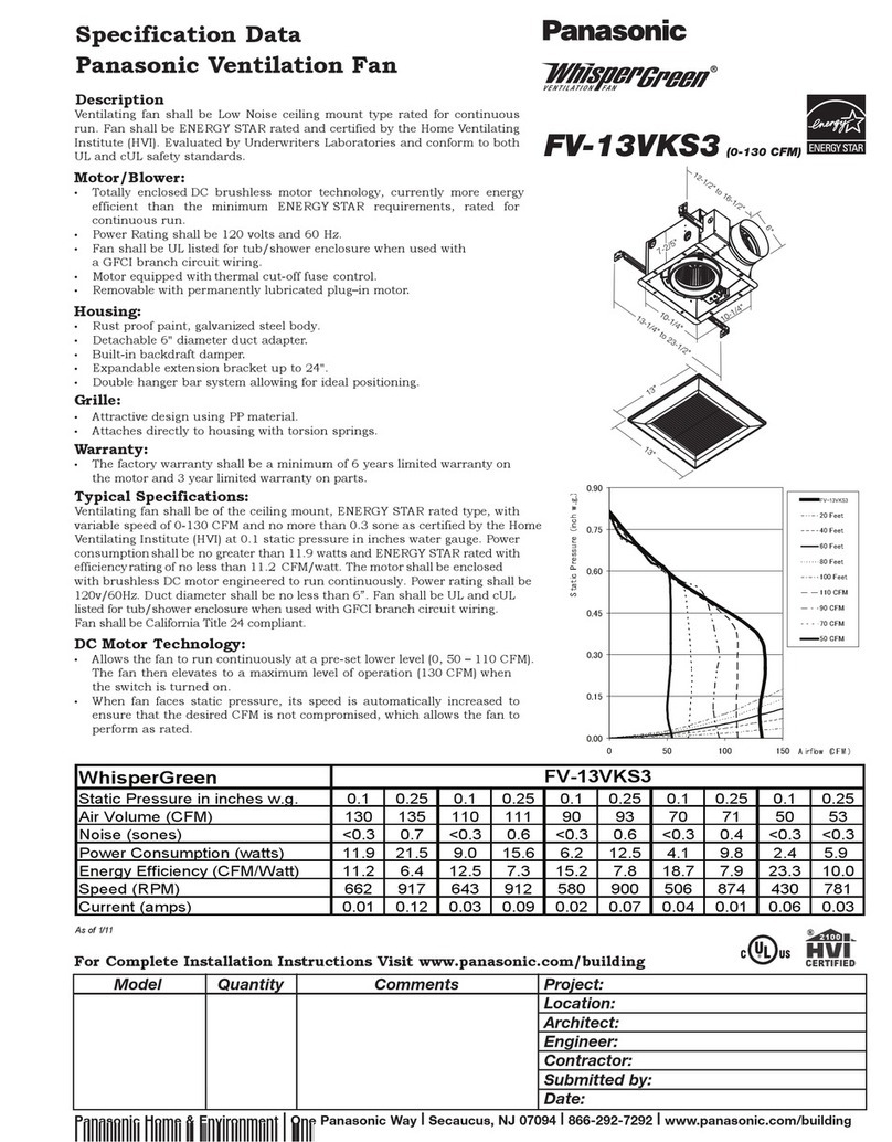 Panasonic WhisperGreen FV-13VKS3 User manual Panasonic WhisperGreen FV-13VKS3 User manual