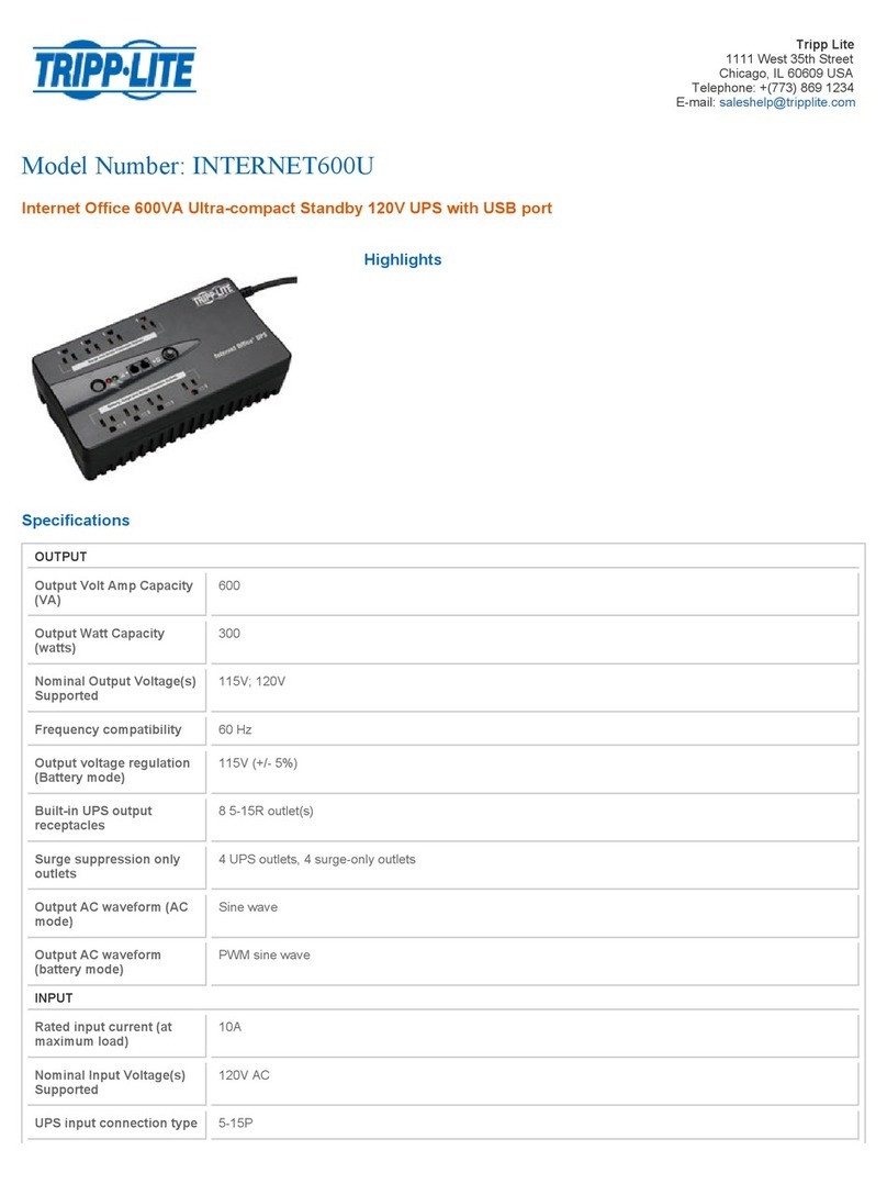Tripp Lite INTERNET600U User manual
