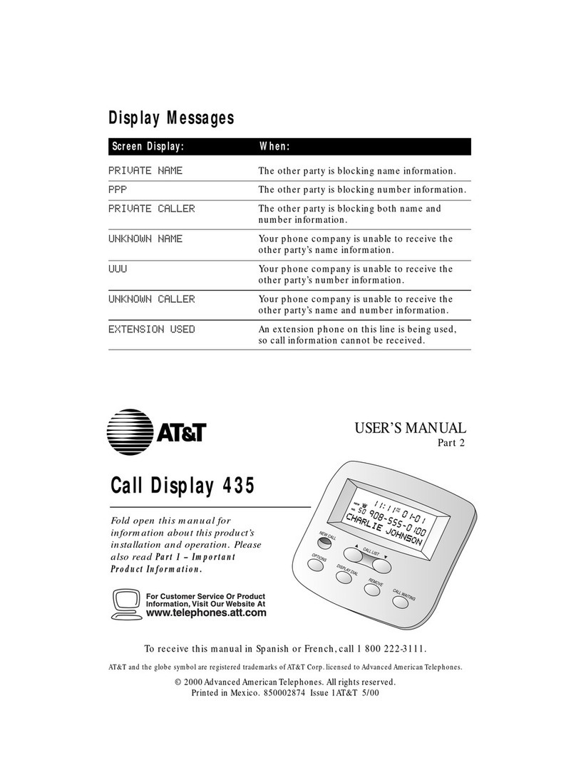 AT&T Call Display 435 User manual