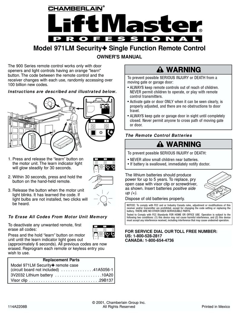 Chamberlain LiftMaster Security+ 971LM owner's manual