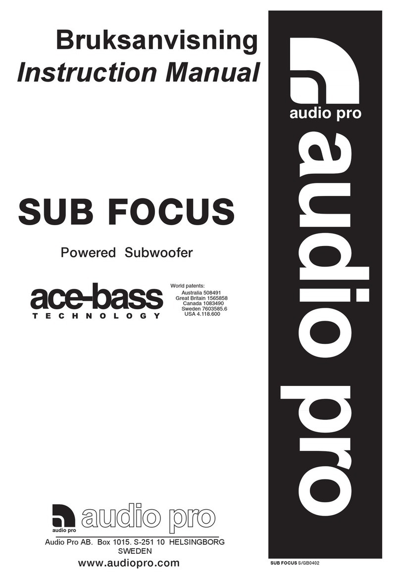 Audio Pro SUB FOCUS instruction manual Audio Pro SUB FOCUS instruction manual