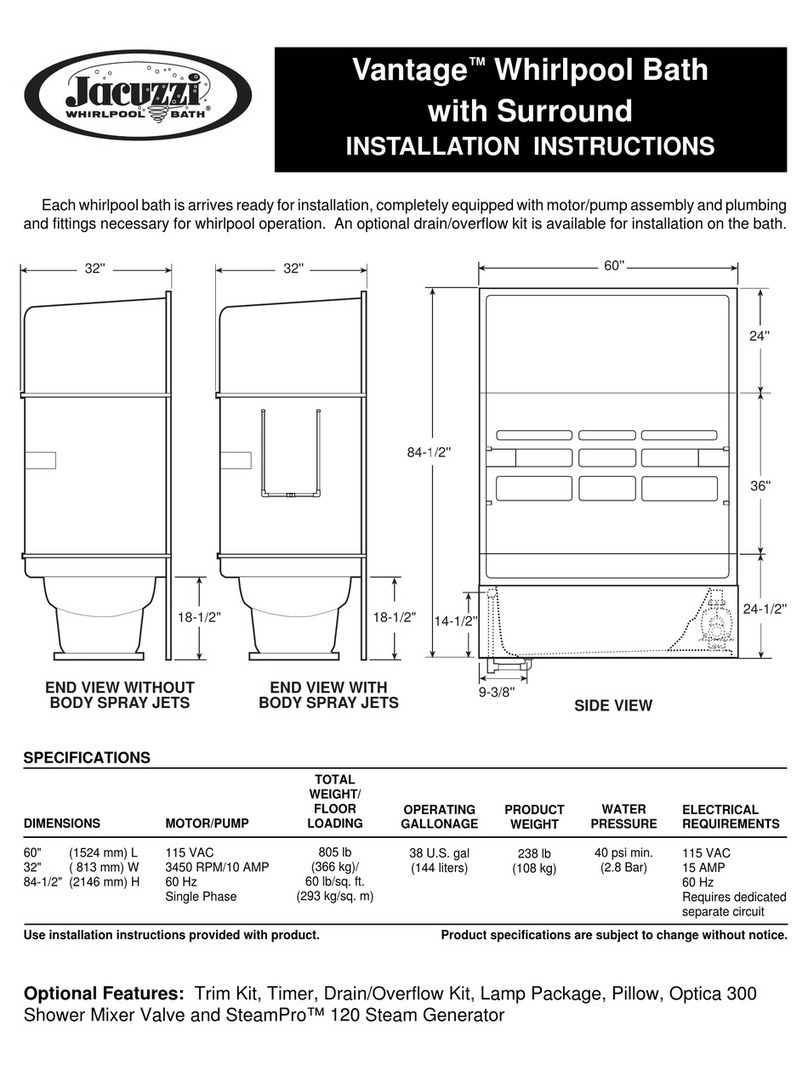 Jacuzzi Vantage installation instructions Jacuzzi Vantage installation instructions