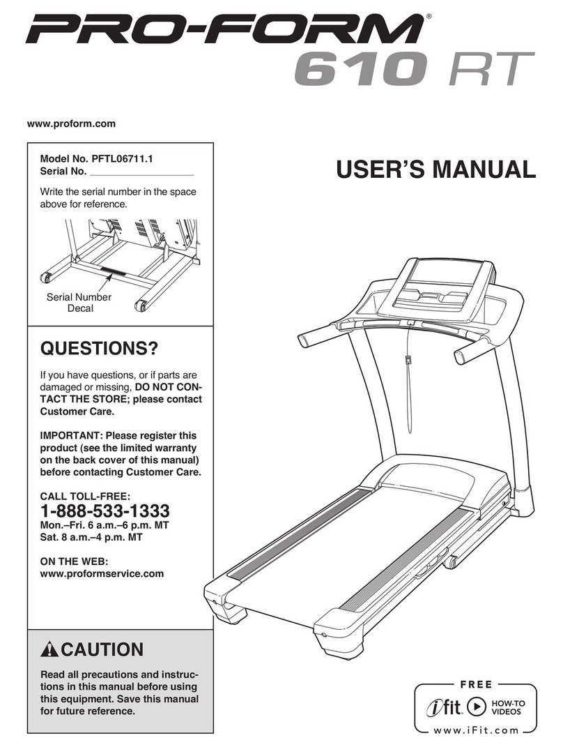Pro-Form 610 Rt Treadmill manual