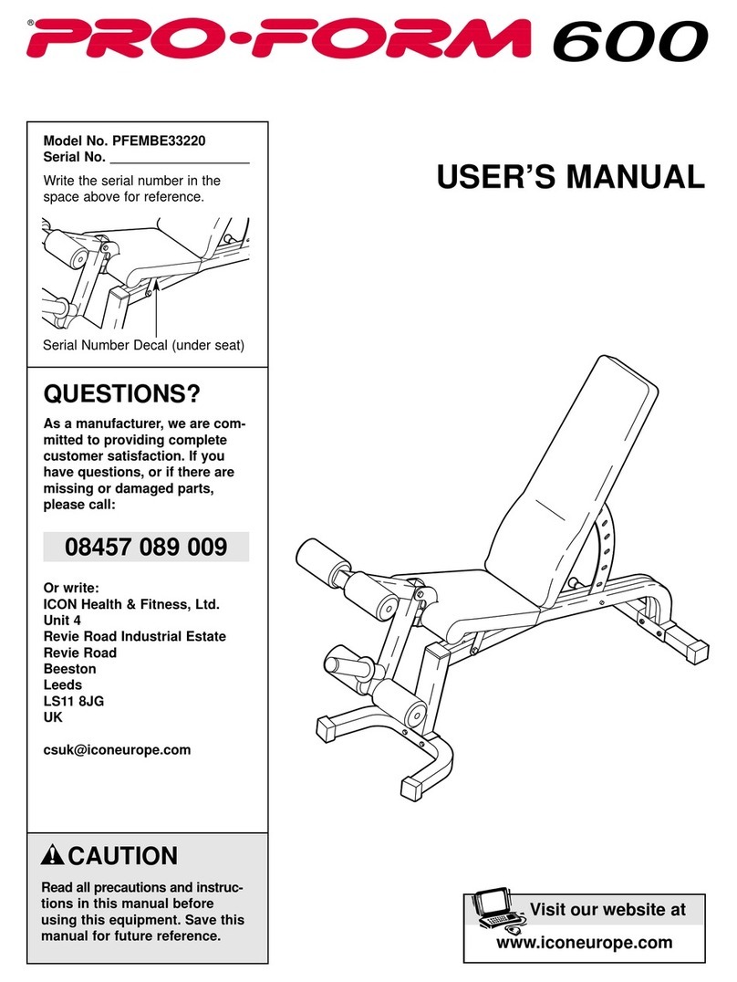 Pro-Form 600utility Bench User manual