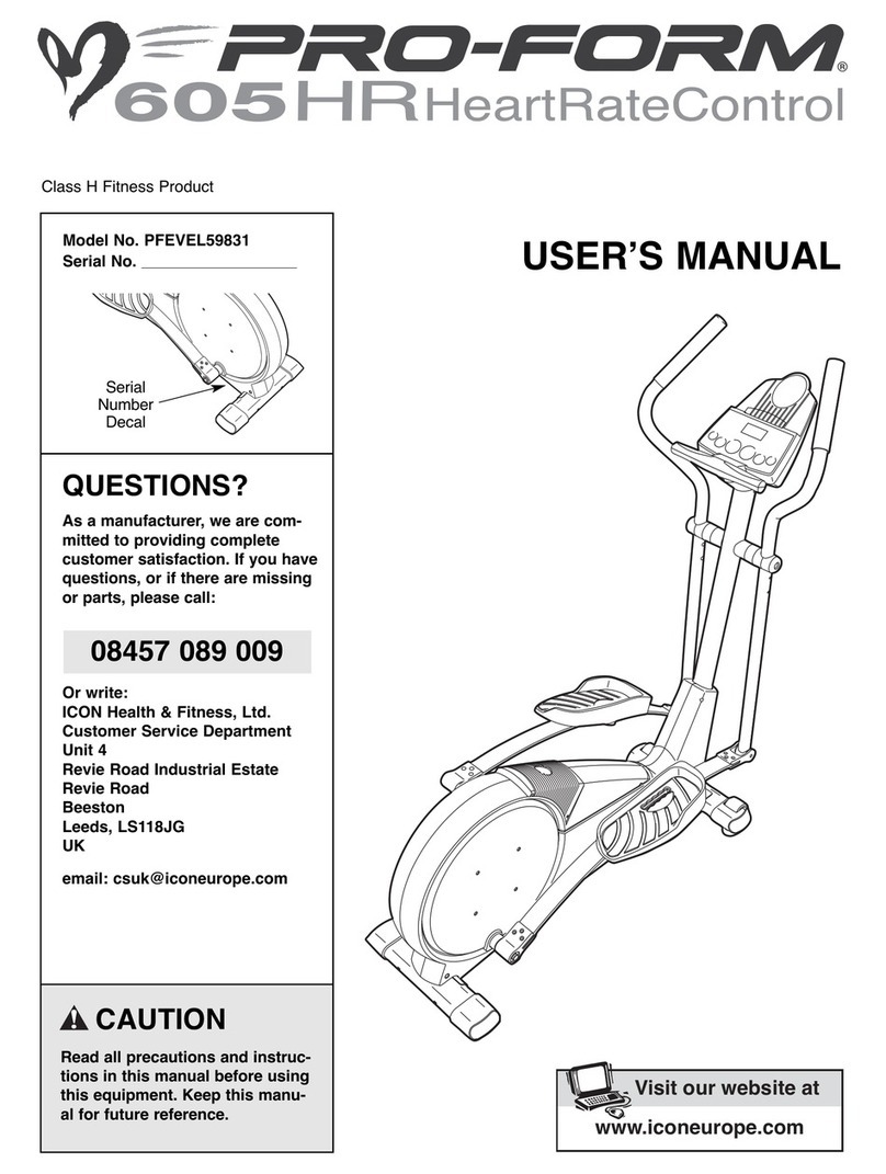 Pro-Form 605 Hr Elliptical User manual