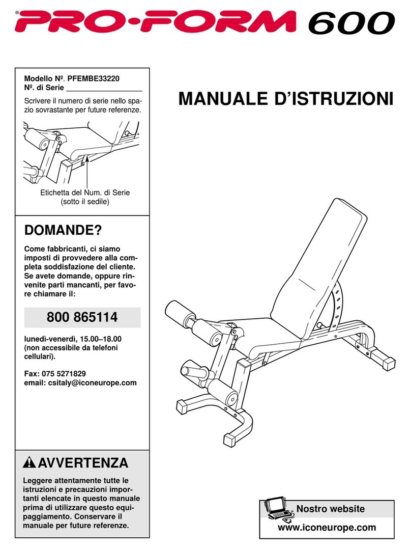 Pro-Form 600utility Bench Operating and maintenance manual
