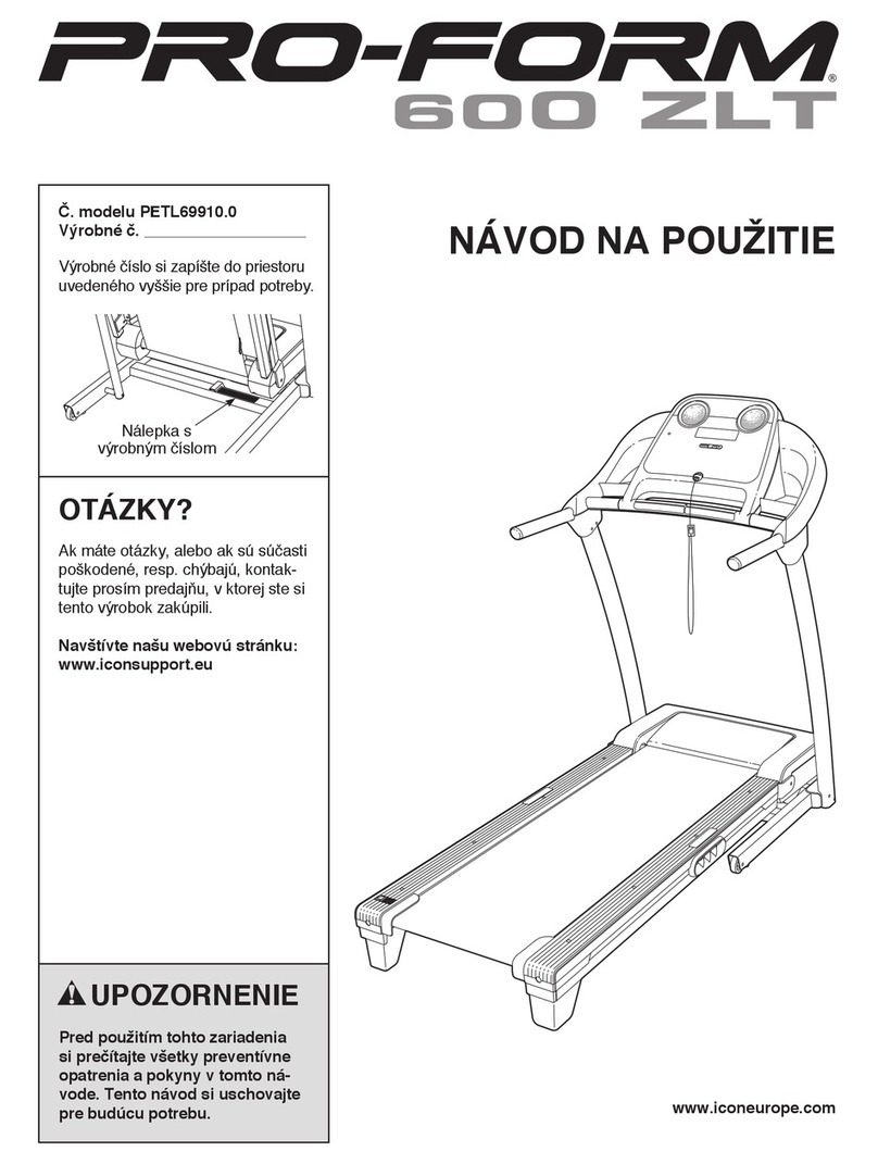 Pro-Form 600 Zlt Treadmill Specification sheet