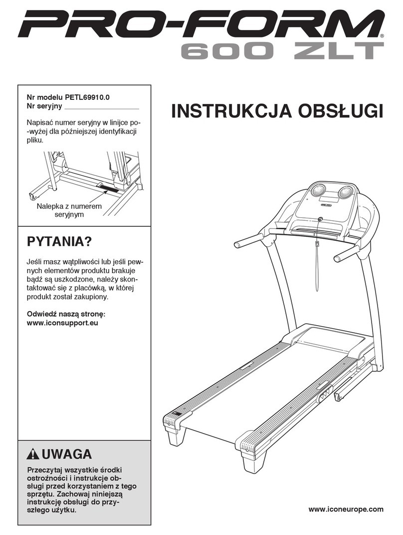 Pro-Form 600 Zlt Treadmill Reference guide