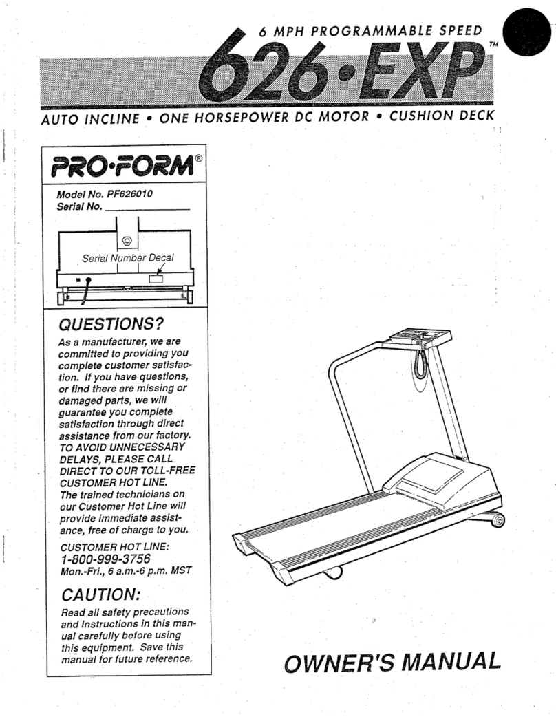 Pro-Form 626 Exp Treadmill User manual