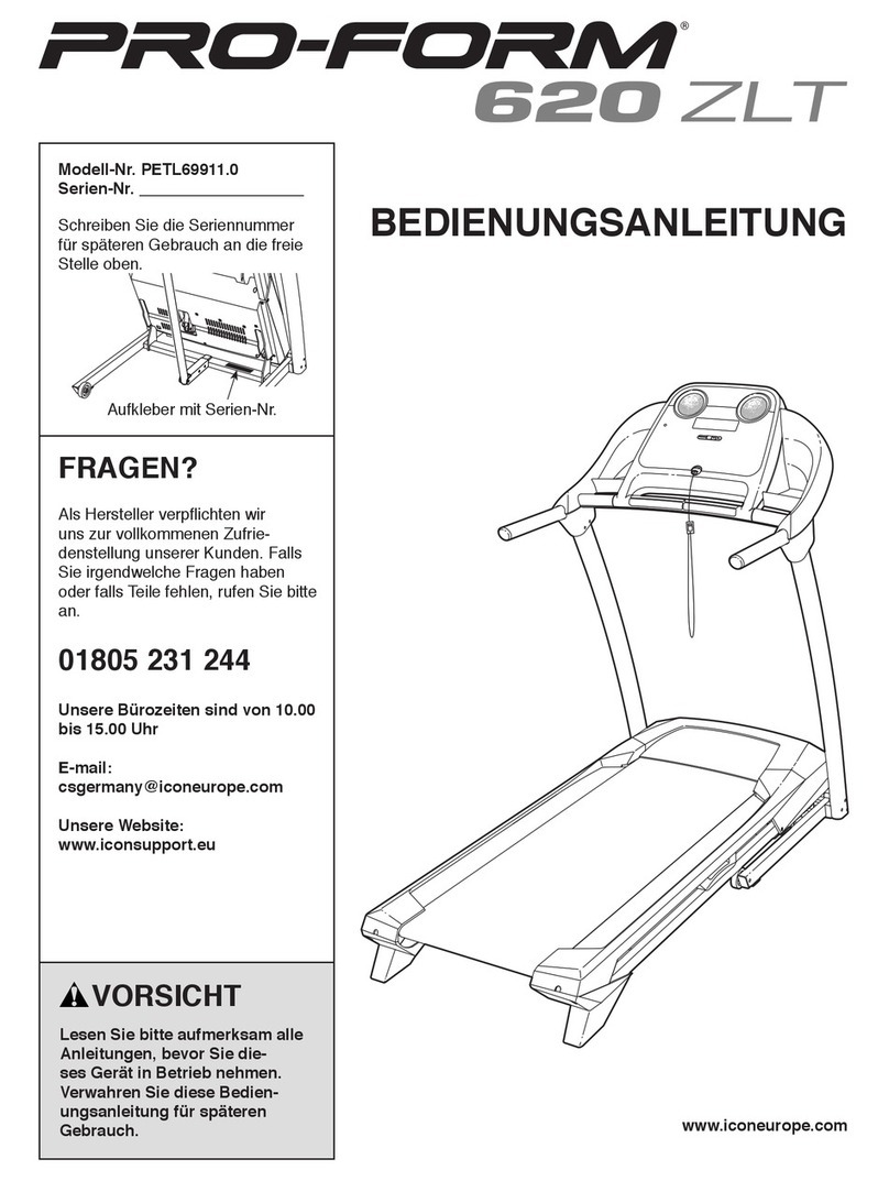 Pro-Form 620 ZLT Quick start guide