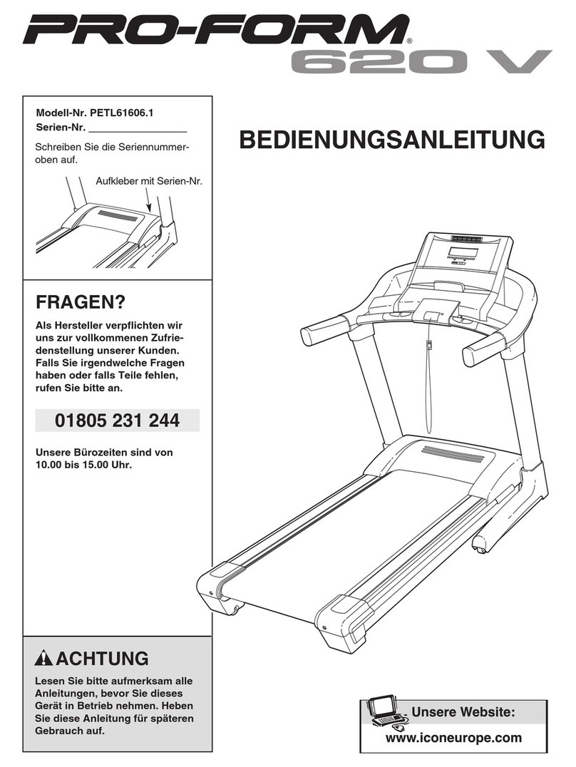 Pro-Form 620 V Treadmill Quick start guide Pro-Form 620 V Treadmill Quick start guide