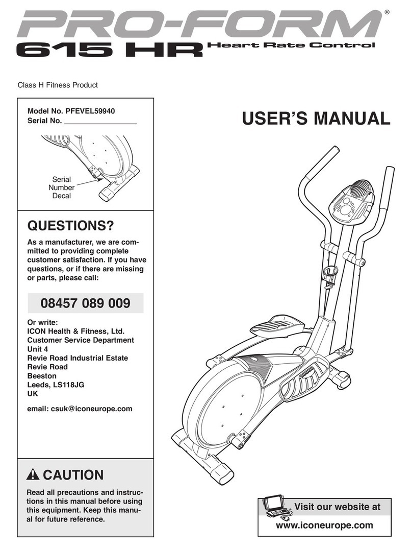 Pro-Form 615 Hr Elliptical User manual