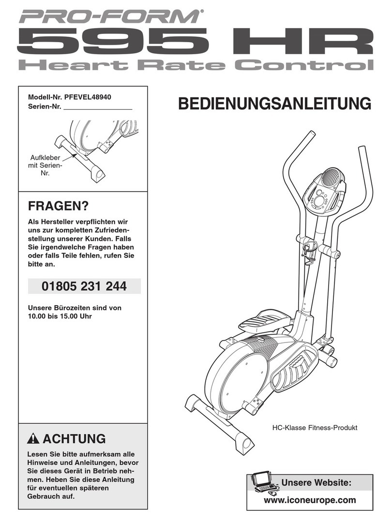 Pro-Form 595 HR Quick start guide