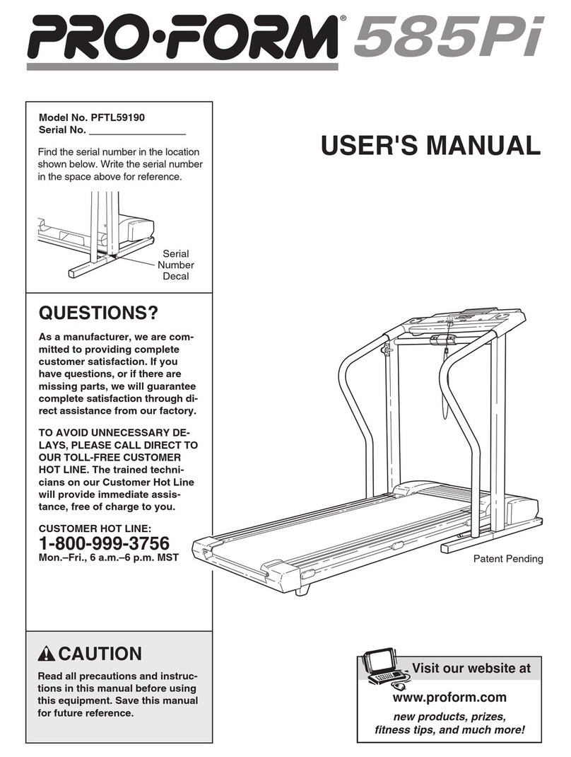Pro-Form 585 PI User manual
