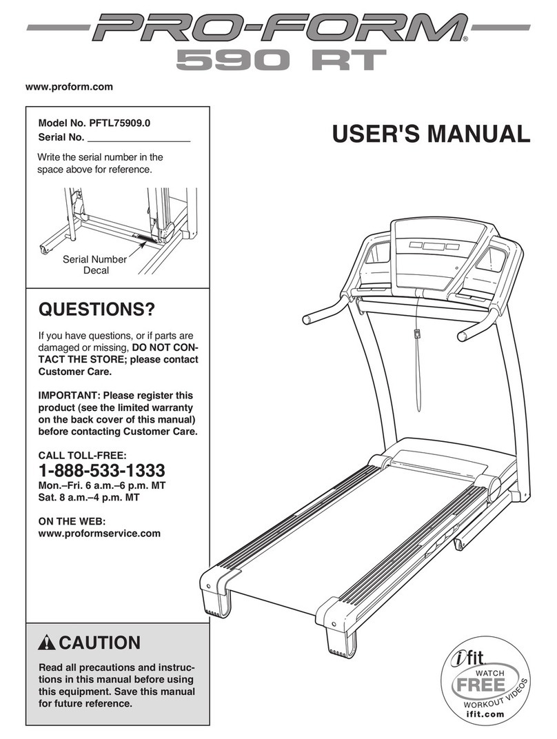Pro-Form 590 Rt Treadmill User manual
