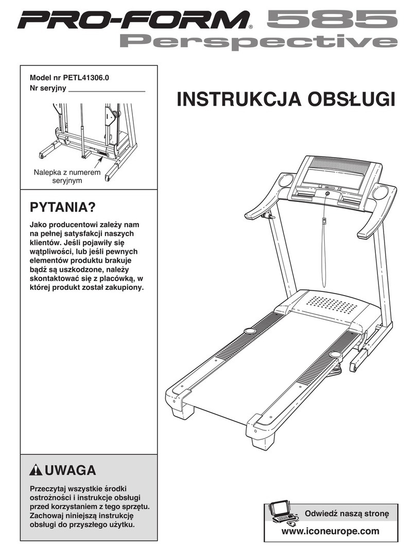 Pro-Form 585 Perspective Treadmill Reference guide