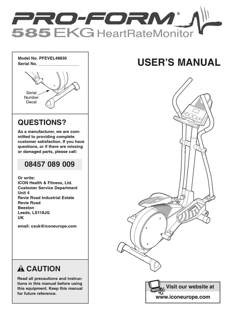 Pro-Form 585 Ekg Elliptical User manual