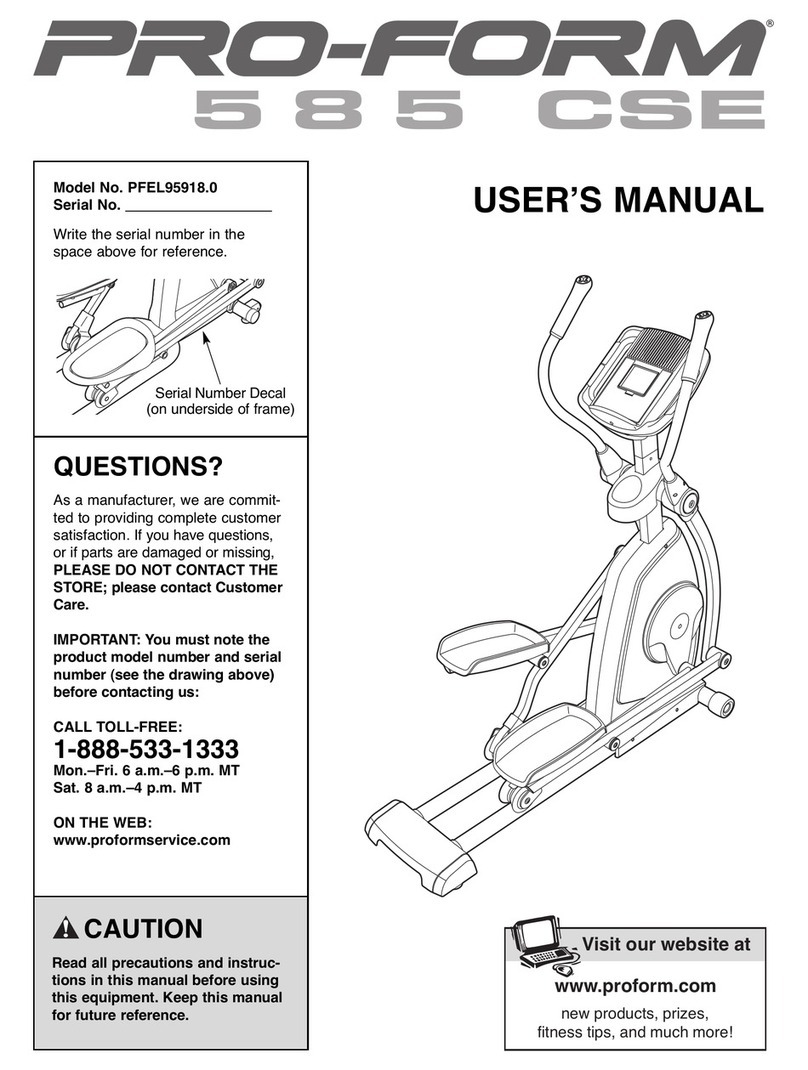 Pro-Form 585 Cse Elliptical manual