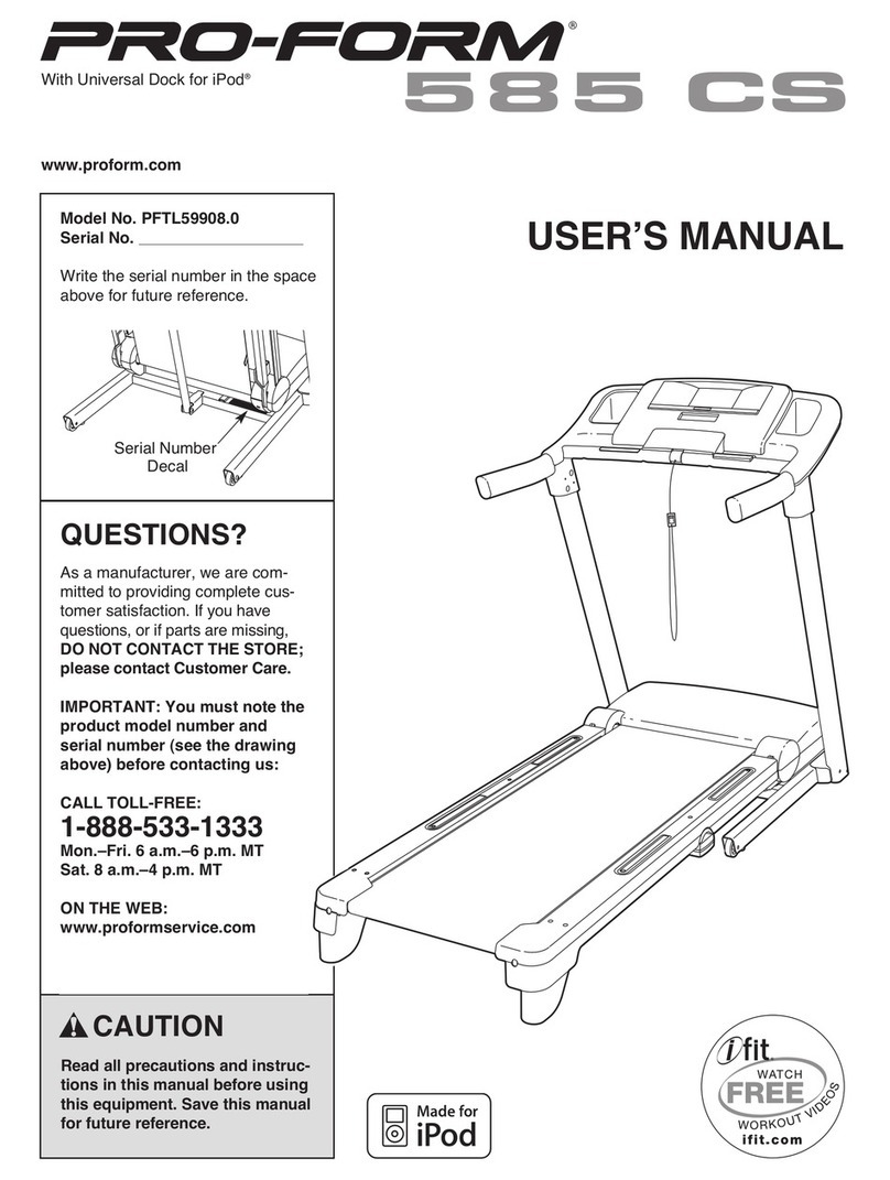Pro-Form 585 Cs Treadmill User manual