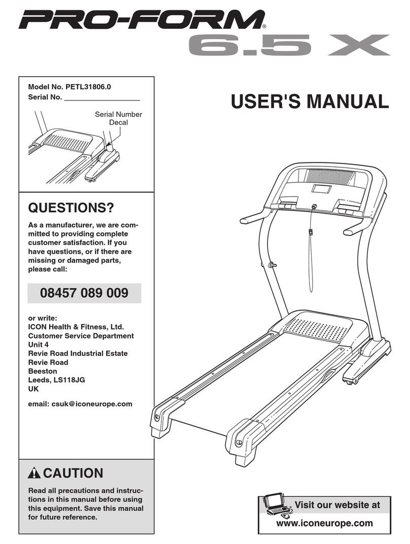 Pro-Form 6.5 X Treadmill User manual