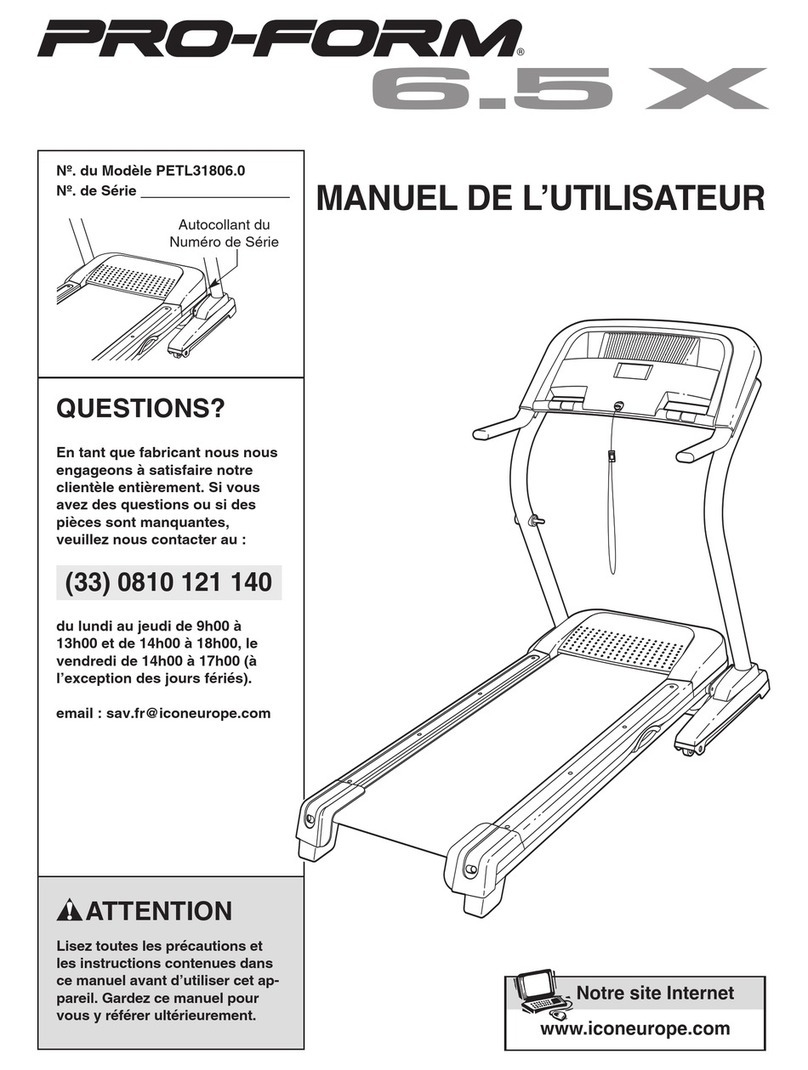 Pro-Form 6.5 X Treadmill User manual