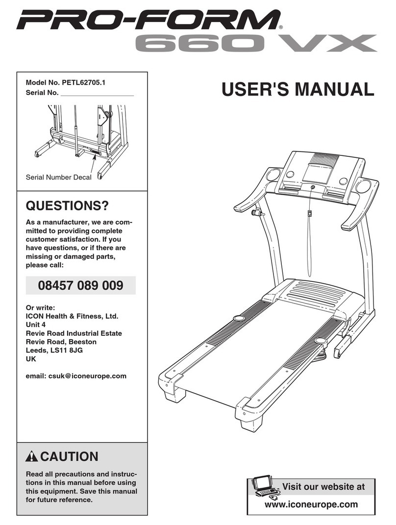 Pro-Form 660 Vx Treadmill User manual Pro-Form 660 Vx Treadmill User manual