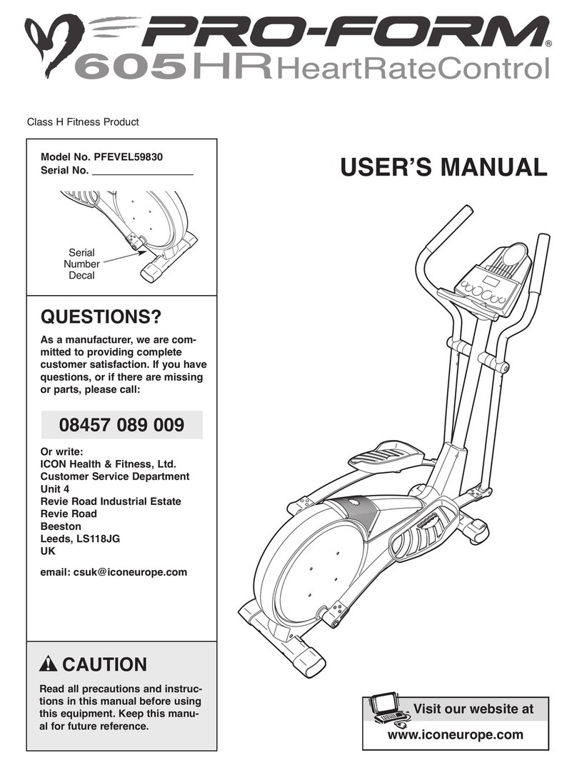 Pro-Form 650 Hr Elliptical User manual Pro-Form 650 Hr Elliptical User manual