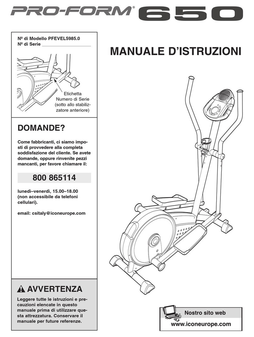 Pro-Form 650 Cardio Cross Trainer Elliptical Operating and maintenance manual