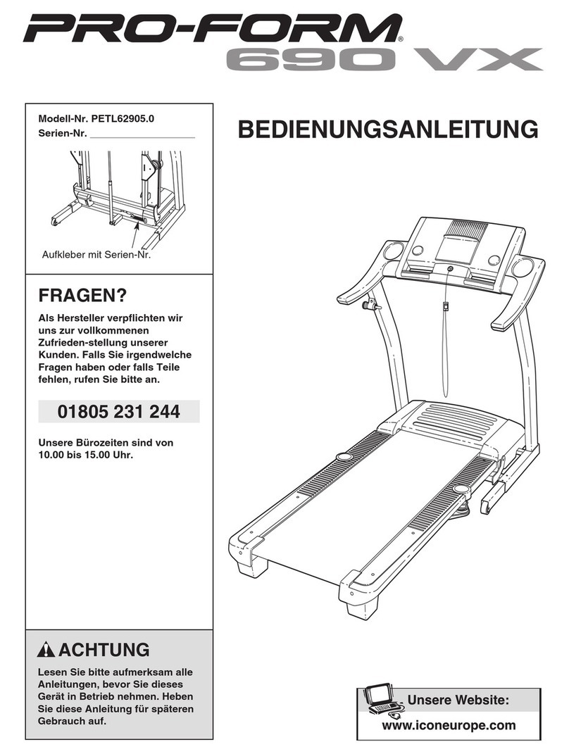 Pro-Form 690 Vx Treadmill Quick start guide
