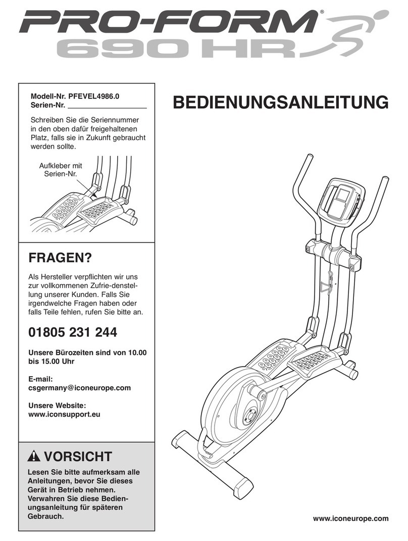 Pro-Form 690 Hr Elliptical Quick start guide