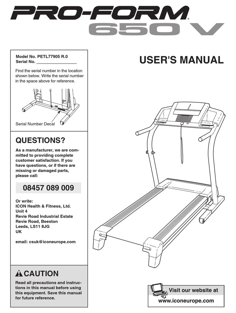 Pro-Form 650 V Treadmill User manual