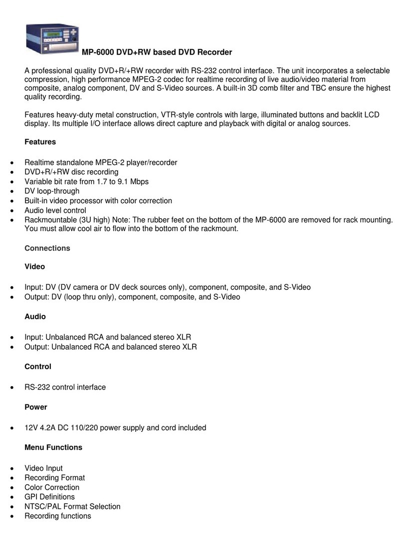 Data Video MP-6000 Specifications