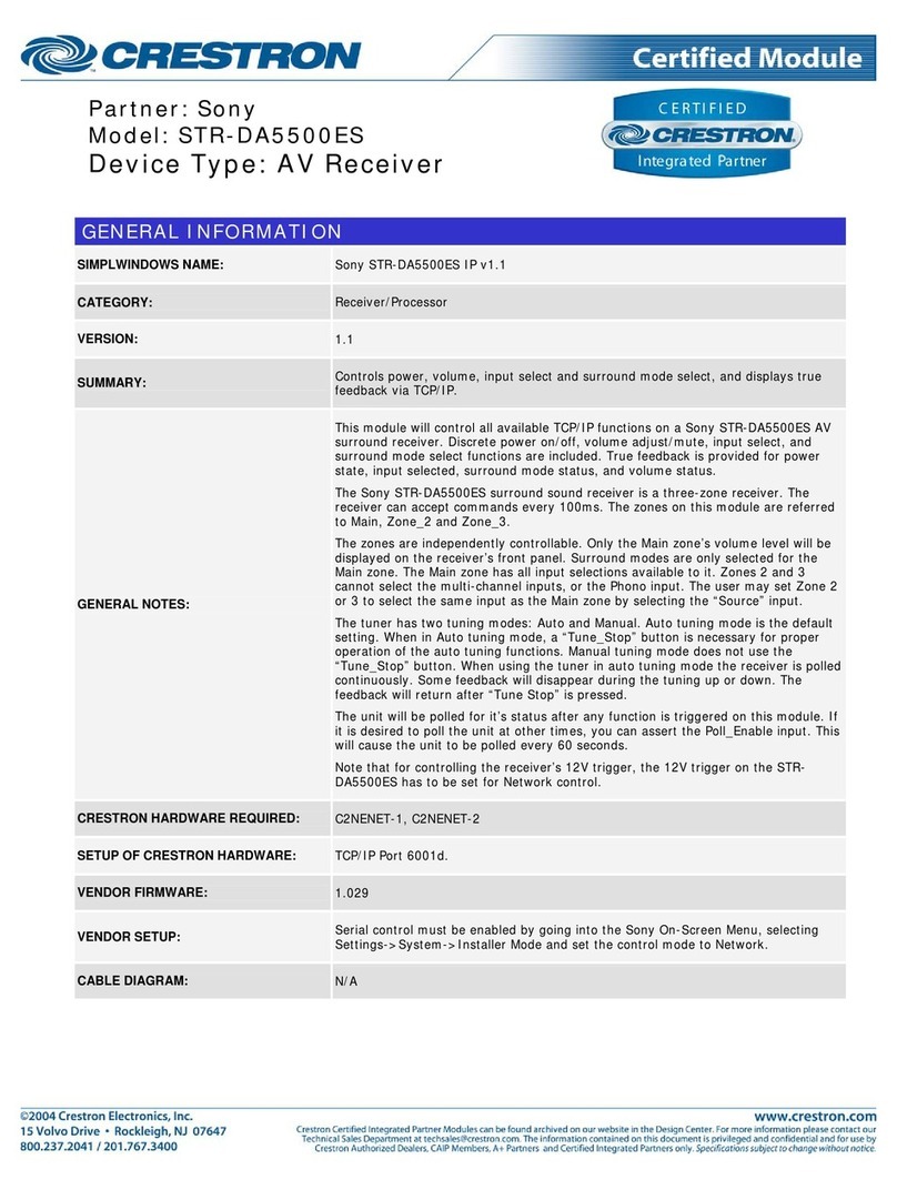 Crestron STR-DA5500ES User manual