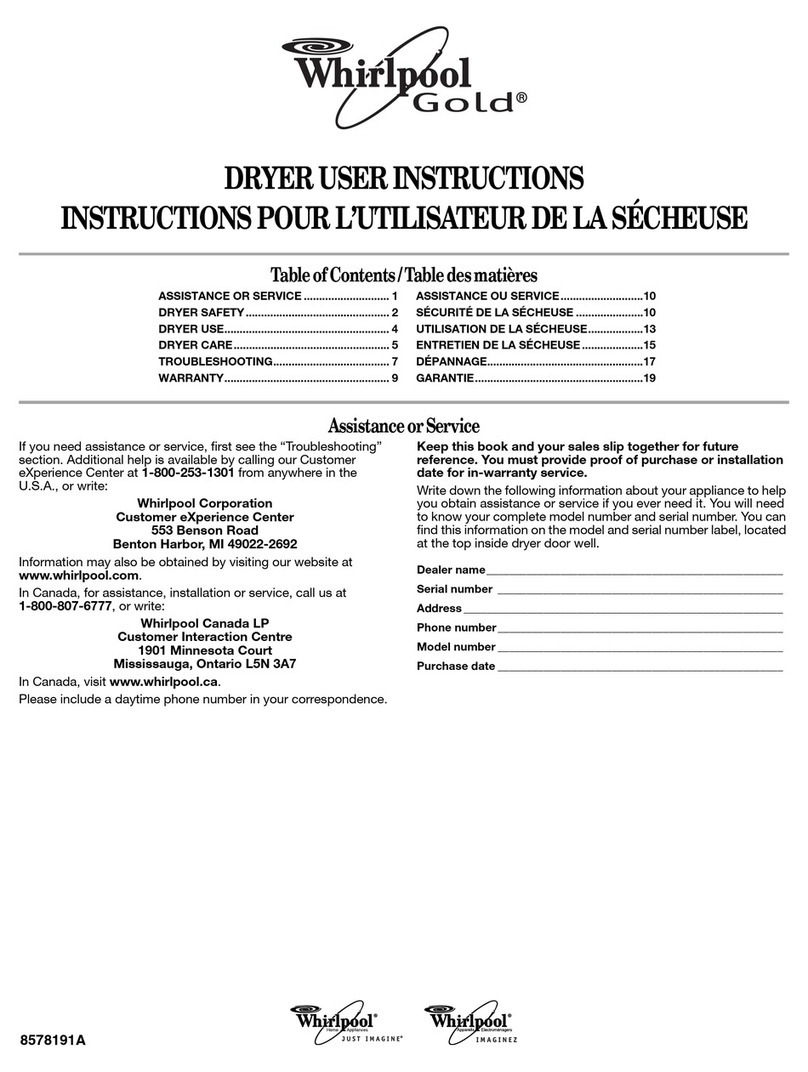 Whirlpool Gold 8578191A User instructions