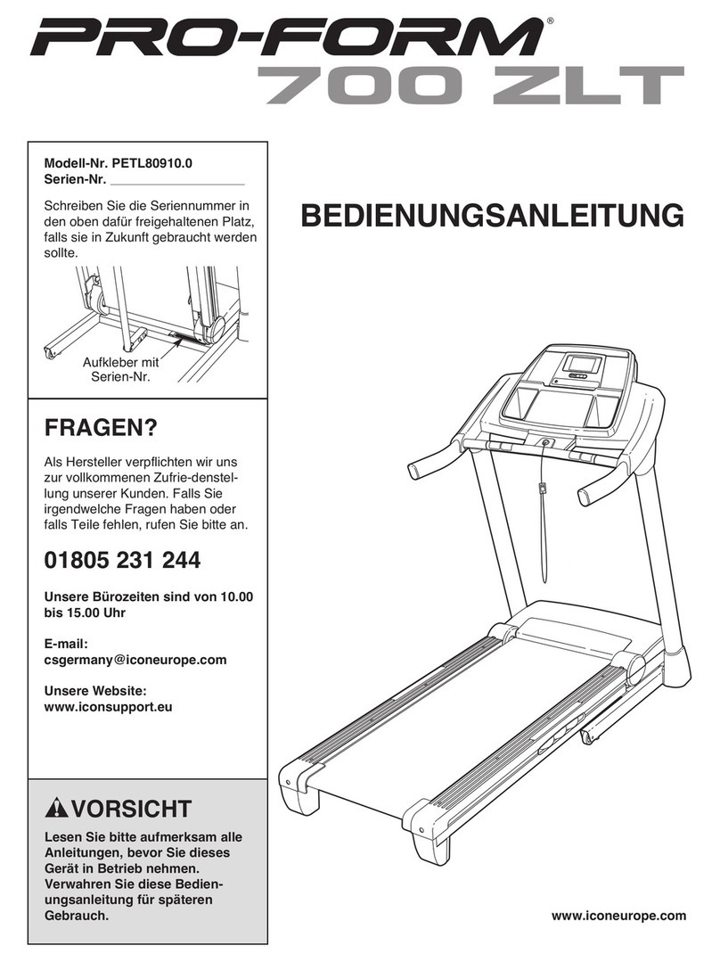 Pro-Form 700 Zlt Cwl Treadmill Bedienungsanleitung