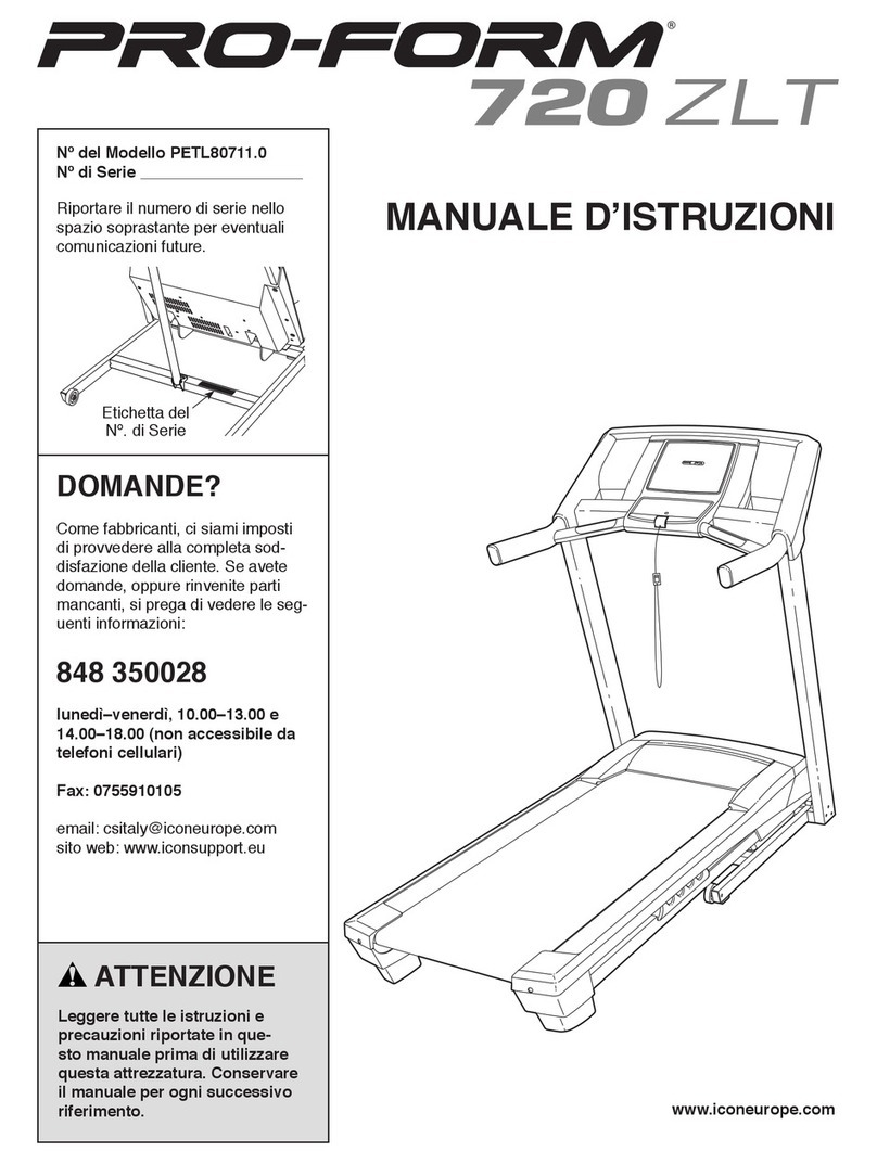 Pro-Form 720 Zlt Treadmill Operating and maintenance manual