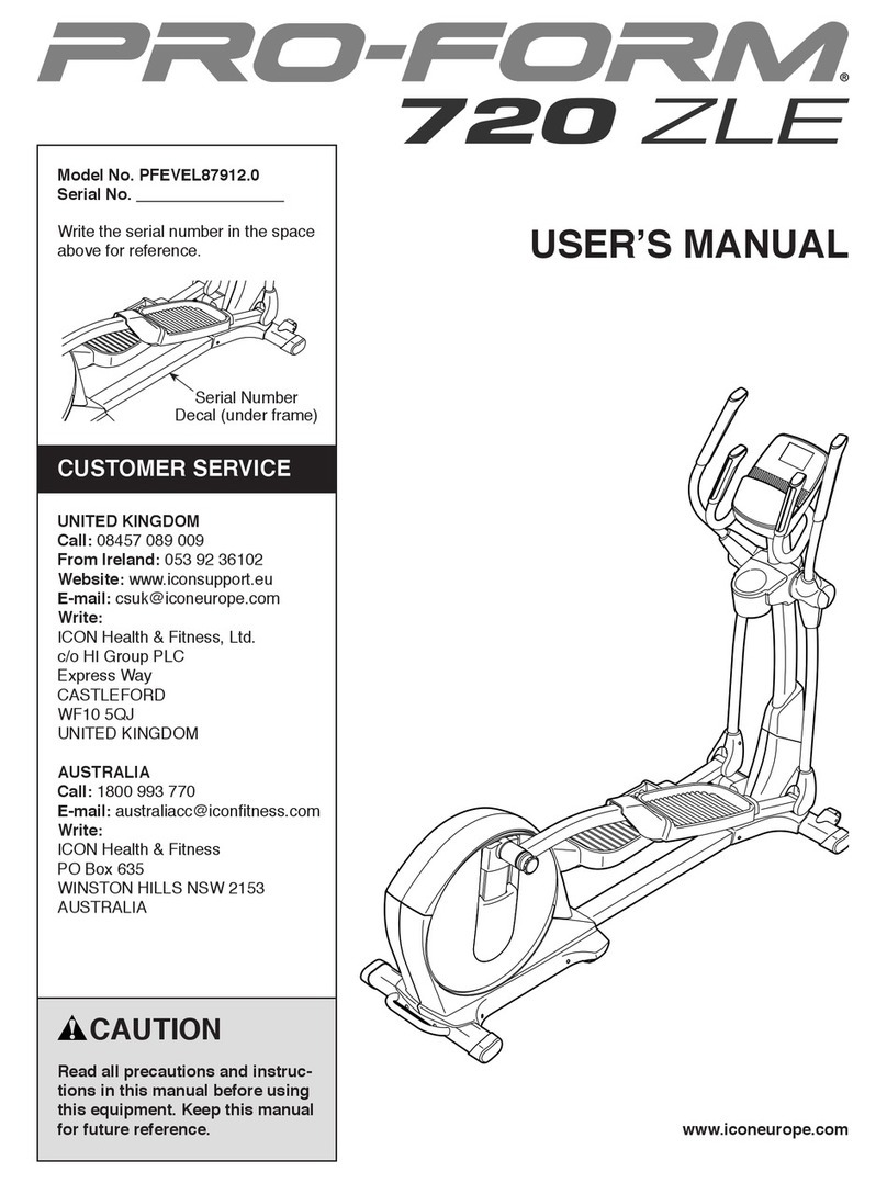 Pro-Form 720 Zle Elliptical user manual