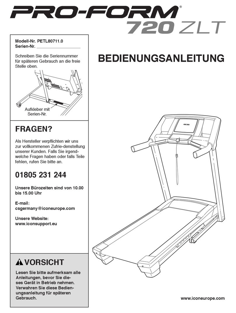 Pro-Form 720 Zlt Treadmill Quick start guide